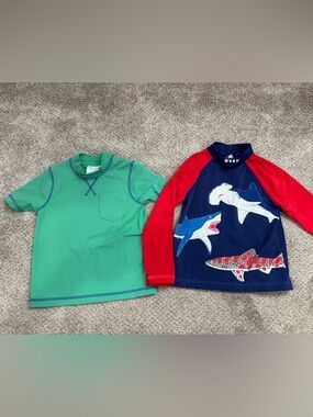 Lot of Mini Boden Toddler Boys Shark Print Rash Guard 2-3 years Long Sleeve